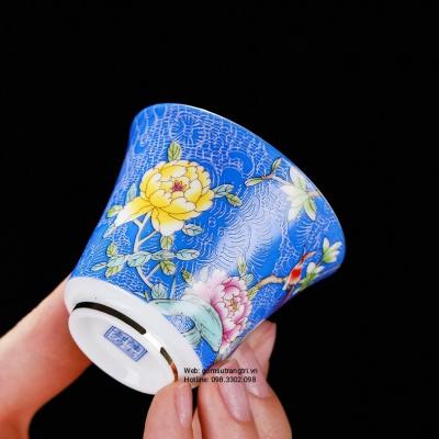 Bộ Chén 6 mầu Chim Hoa Mẫu Đơn